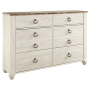 Willowton - Brown / Beige / White - Six Drawer Dresser, 60.87" Wide