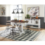Valebeck - White - 6 Pc. - Counter Table, 4 Barstools, Server