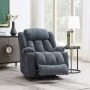 Omarion - Power Recliner With Lift, Heating & Massage - Blue Chenille - Blue