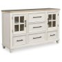 Shaybrock - Antique White / Brown - Dresser, 65" Wide
