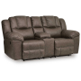 Lowilla Double Reclining Loveseat With Console Driftwood