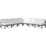 Nizuc - Outdoor Patio 7 Piece Modular Croner Armless Sectional With Gray Frame, 120"