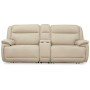 Double Deal - Almond - 2-Piece Power Reclining Loveseat Sectional With Console, 96"