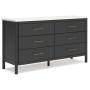 Cadmori - Black / White - Six Drawer Dresser, 63.54" Wide