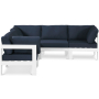 Nizuc - Outdoor Patio 5 Piece Modular Corner Sectional With White Frame - Navy, 90"