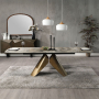 Malika - Ceramic Top Dining Table - Gray & Copper Cross Brushed - Bronze, 102"