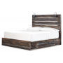 Drystan Panel Bed With 4 Side Drawers Brown / Beige