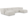 Miramar - 6 Piece Modular Double Chaise Sectional - Cream, 142"