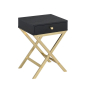 Coleen - Accent Table - Black & Brass - Black, 16"