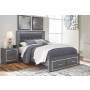 Lodanna - Gray - Queen Platform Bed with 2 Storage Drawers