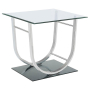 Danville - Square U-Shaped Glass Top Side End Table - Chrome, 26"