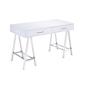 Coleen - Desk - White High Gloss & Chrome - White