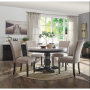 Nolan - Dining Table - White Marble & Salvage Dark Oak - 30", 54"