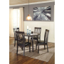 Hammis - Dark Brown - 5 Pc. - Drop Leaf Table, 4 Upholstered Side Chairs