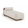 Zephyr - Linen Textured Fabric Upholstered Chaise - Beige / Painted Brown Walnut