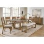 Cabalynn - Oatmeal / Light Brown - 9 Pc. - Dining Room Table, 6 Side Chairs, Bench, Server