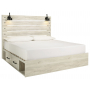 Cambeck Panel Bed With 4 Storage Drawers Whitewash