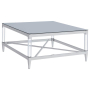 Lindley - Square Tempered Mirror Acrylic Coffee Table - Chrome, 35.25"