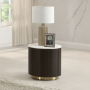 Clayten - End Table - White Natural Marble Top & Espreeso Finish, 20"