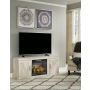 Bellaby TV Stand With Faux Firebrick Fireplace Insert Whitewash