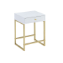 Coleen - Accent Table - White & Brass, 16"