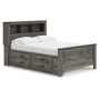 Frandern Full Bookcase Panel Bed With Storage Gray