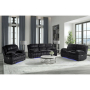 U8686 - Power Reclining Sofa With LED & Power Console Reclining Loveseat With LED - Black