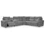 CozyMax II - Salt And Pepper - 6-Piece Reclining Sectional With Storage Console And With RAF Zero Wall Power Recliner, 143"
