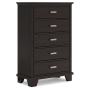Covetown - Dark Brown - Five Drawer Chest, 47.5" Tall