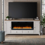 Fireplace TV Consoles - 80" Console With Fire FTS Set - Brown /