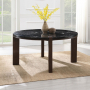 Estella - Round Dining Table With Natural Marble Top - Black Top & Walnut - Dark Brown, 56"