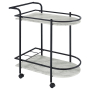 Desiree - 2-Tier Faux Marble Shelf Metal Bar Cart - White
