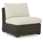 Kimora Armless Chair With Cushion Beige / Dark Brown, 32.75"