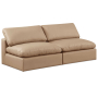 Comfy - Faux Leather Modular Armless Sofa 2 Seats, 78"