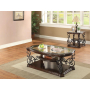 Laney - 2 Piece Glass Top Coffee And End Table Set - Dark Merlot