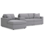 Cozymax - Granite - 4-Piece Sectional With Laf Corner Chaise And Storage Console, 126"