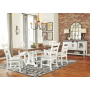 Valebeck - White / Brown - 8 Pc. - Dining Room Table, 6 Side Chairs, Server