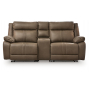 Max-Momentum 3-Piece Power Reclining Sectional Loveseat With Audio Console Biscotti, 85"