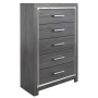 Lodanna - Gray - Five Drawer Chest, 51.02" Tall
