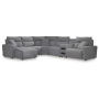 CozyMax II 6-Piece Power Reclining Sectional With LAF Chaise And Audio Console Salt and Pepper, 143"