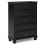 Lanolee - Black - Five Drawer Chest, 50" Tall
