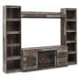Derekson - Multi Gray - 4-Piece Entertainment Center With Electric Fireplace
