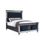 Varian II - Eastern King Bed - Black Velvet & Black & Sliver Finish