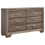 Kauffman - 6-Drawer Dresser - Washed Taupe, 59" Wide