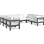 Nizuc - Outdoor Patio 8 Piece Modular U-Shaped Sectional With Gray Frame, 120"