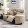 Elison - Power Motion Loveseat With Console & Storage - Dark Beige Polished Microfiber - Beige