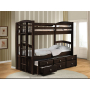 Micah - Twin Over Twin Bunk Bed With Trundle & Storage - Espresso - Black