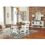 Valebeck - White / Brown - 6 Pc. - Dining Room Table, 4 Side Chairs, Server