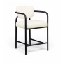 Serava - Vegan Leather Upholstered Counter Stool - Cream - White