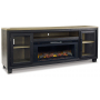 Foyland 83" TV Stand With Electric Infrared Fireplace Insert Black / Brown